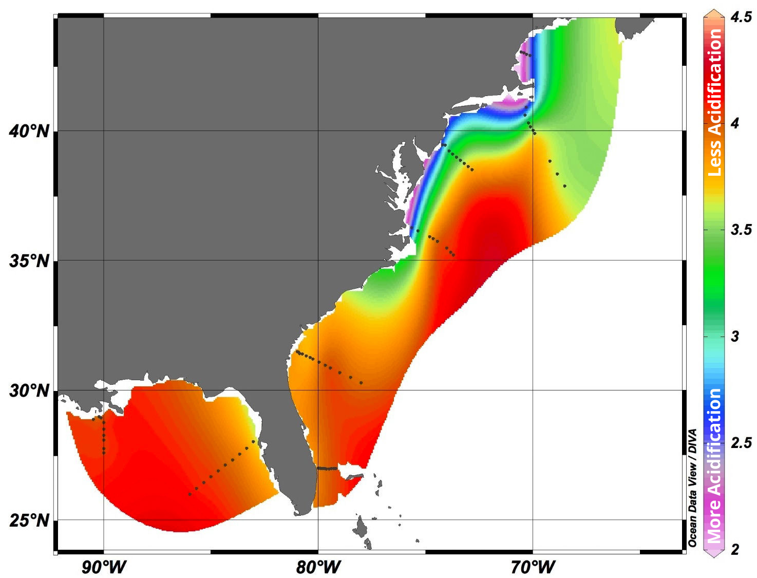 Aragonite saturation state as an indicator of ocean acidification (NOAA)