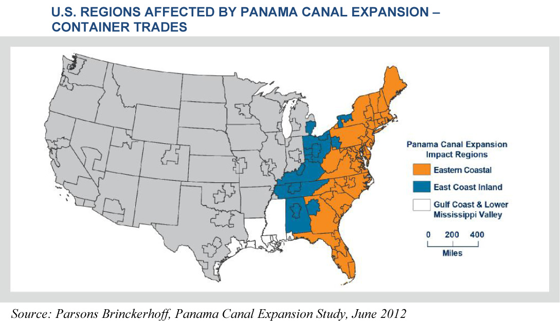 U.S. Regions Affected by Panama Canal Expansion - Container Trades
